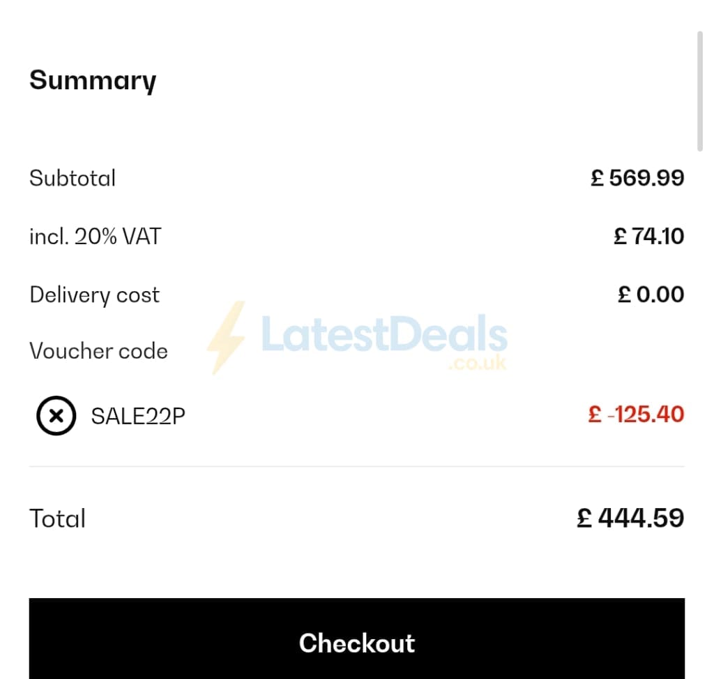 Screenshot of the Klarstein discount code working