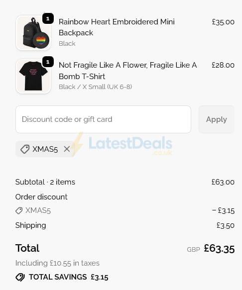 Screenshot of the The Spark Company discount code working