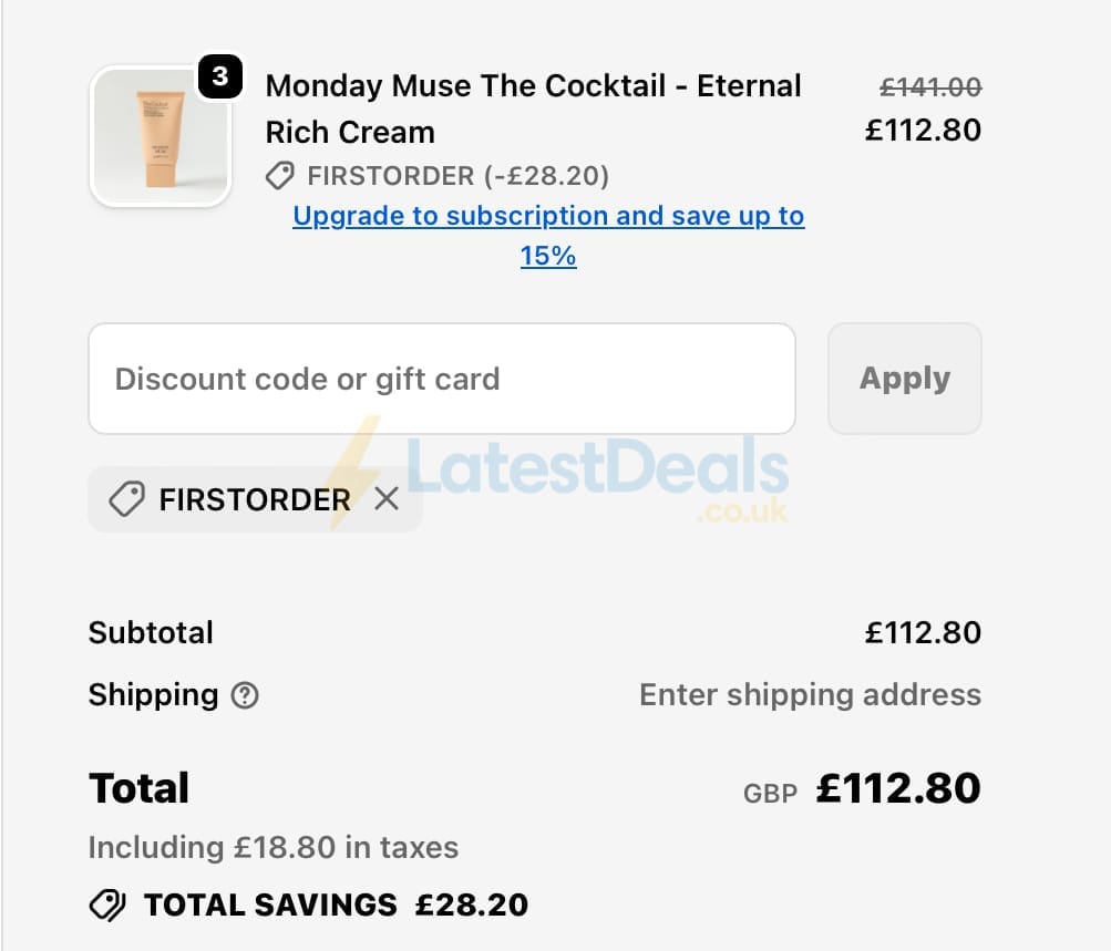 Screenshot of the W-Wellness discount code working