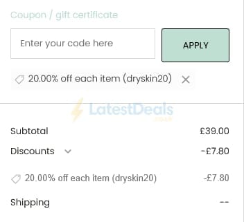 Screenshot of the Odylique discount code working