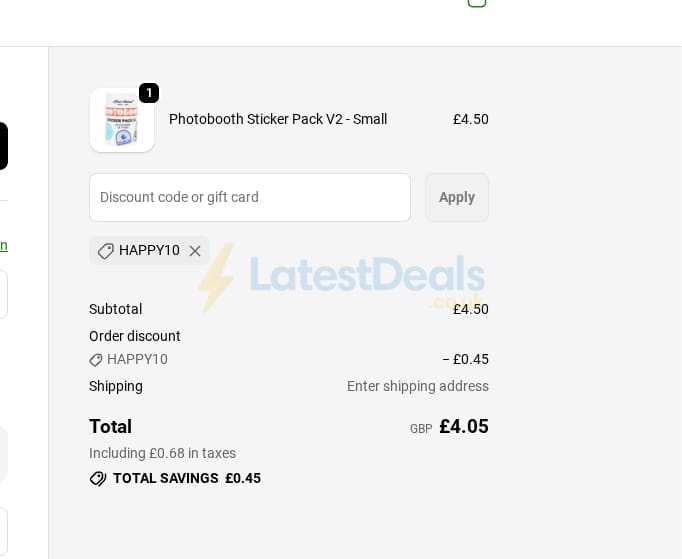Screenshot of the Fredaldous discount code working