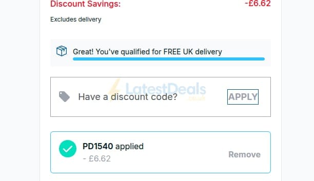 Screenshot of the Pharmacy2U discount code working
