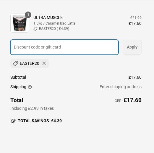 Screenshot of the Sci-Mx discount code working