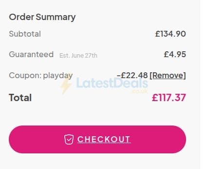 Screenshot of the Pulse & Cocktails discount code working