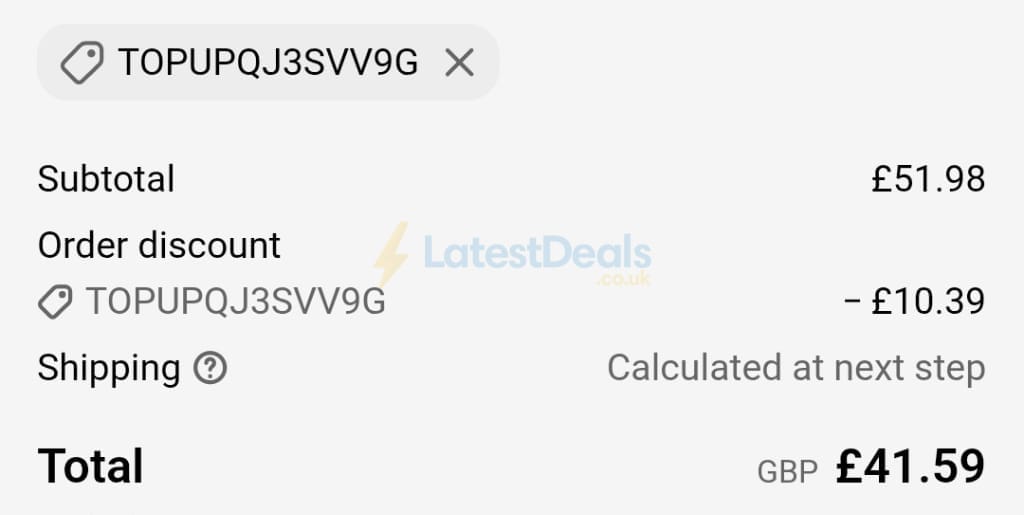 Screenshot of the Nutravita discount code working