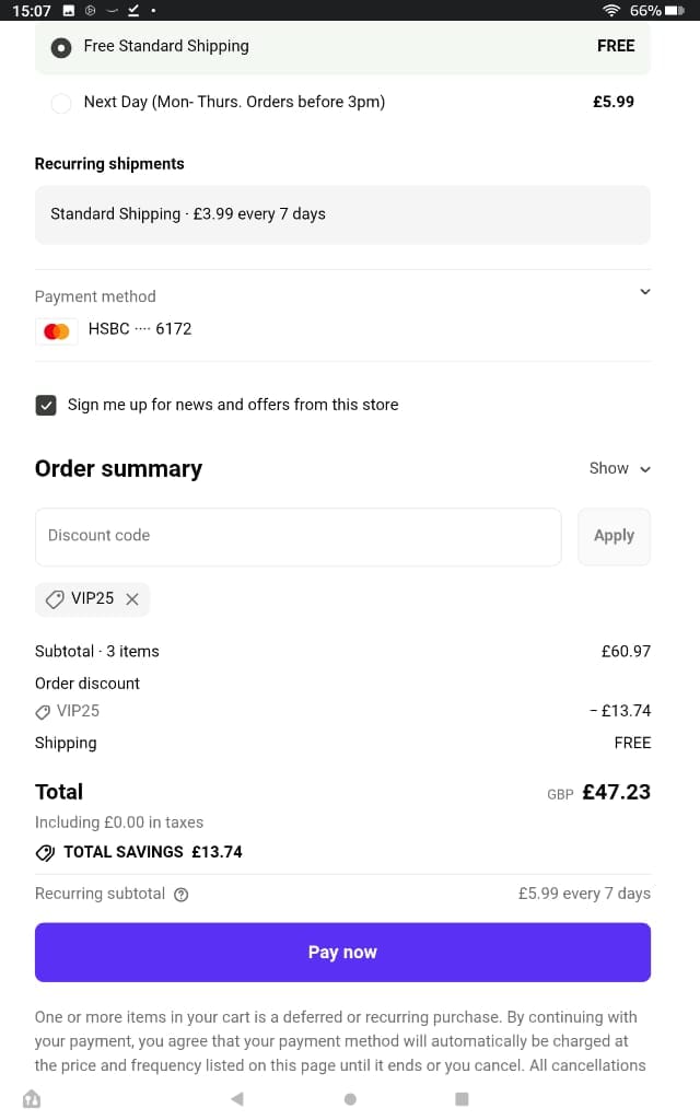 Screenshot of the Keto Hana discount code working