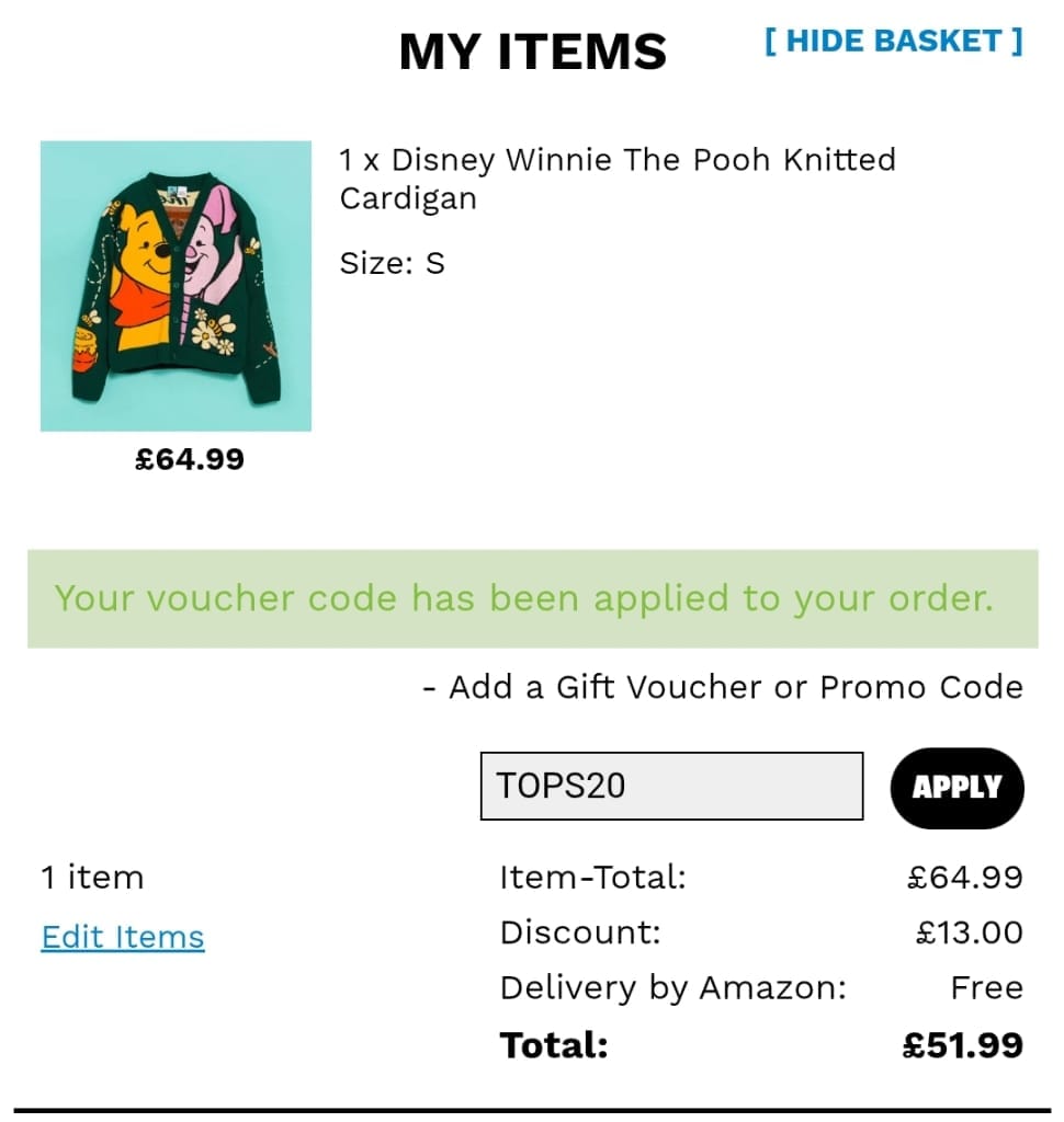 Screenshot of the TruffleShuffle discount code working