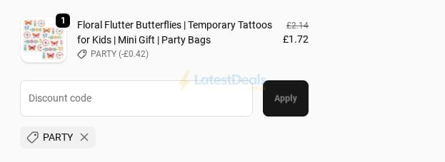 Screenshot of the Little Crafty Bugs discount code working