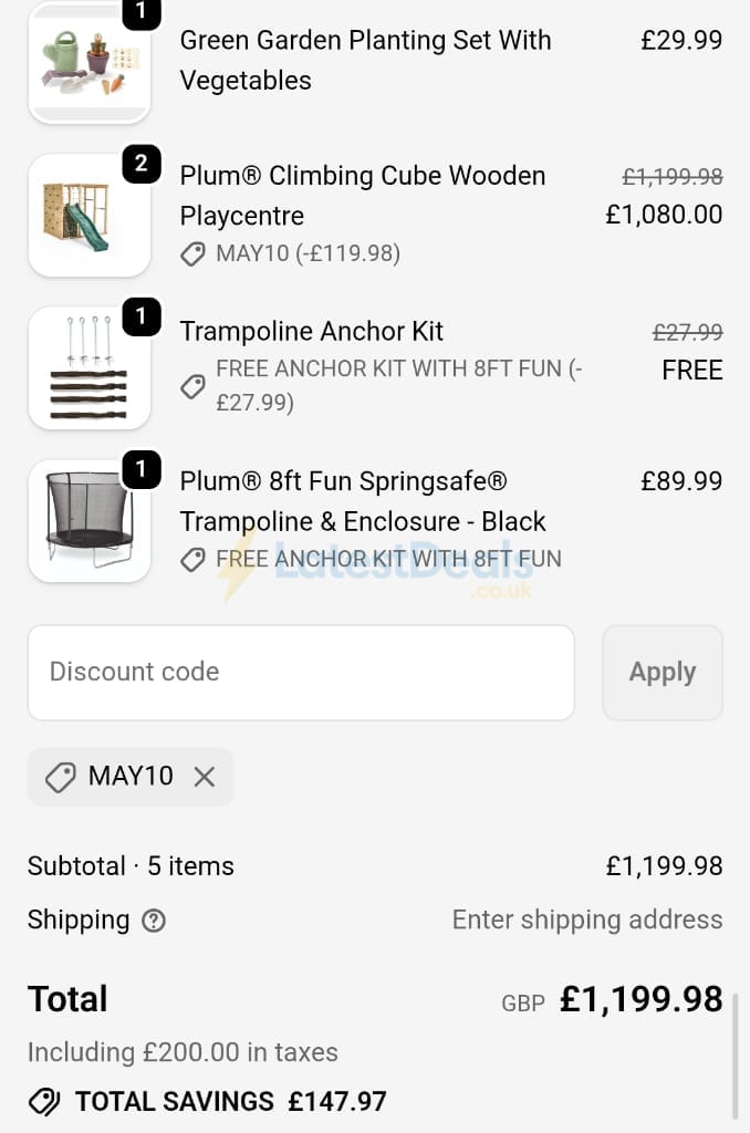 Screenshot of the Plum Play discount code working