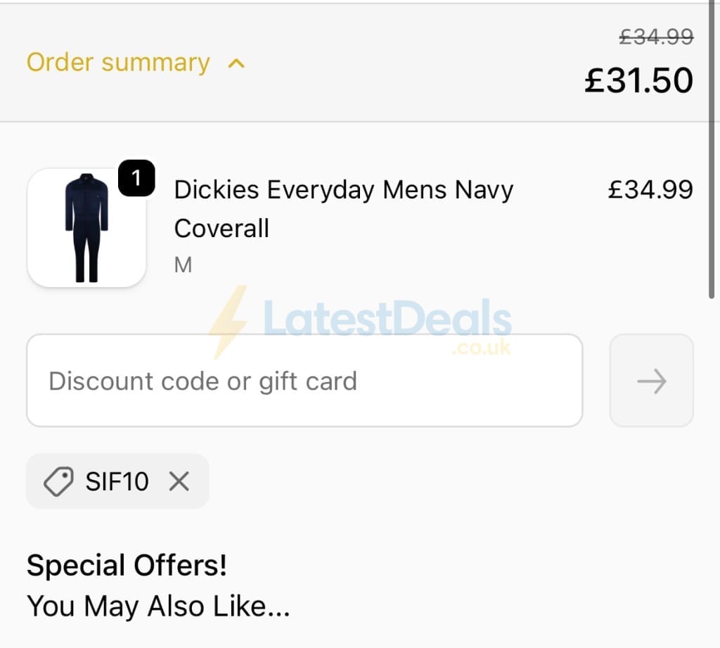 Screenshot of the Sport It First discount code working