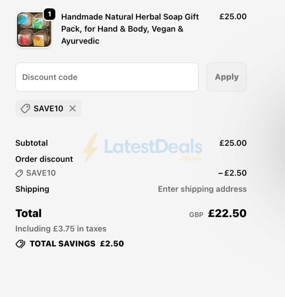 Screenshot of the Holylama discount code working