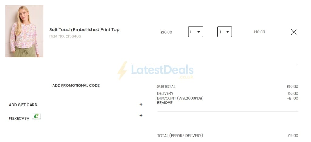 Screenshot of the The Edinburgh Woollen Mill discount code working