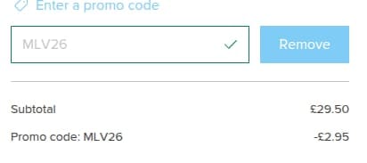 Screenshot of the Miss Lavenders discount code working