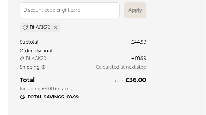 Screenshot of the Tartan Weaving Mill discount code working