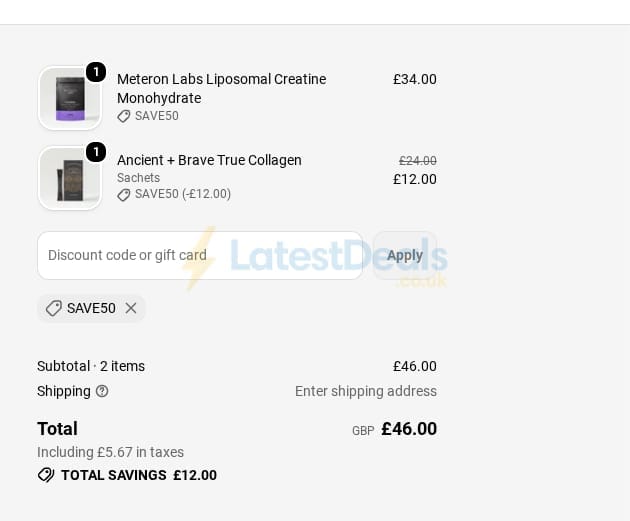 Screenshot of the W-Wellness discount code working