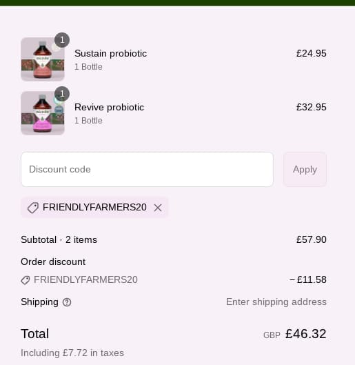 Screenshot of the Microbz discount code working