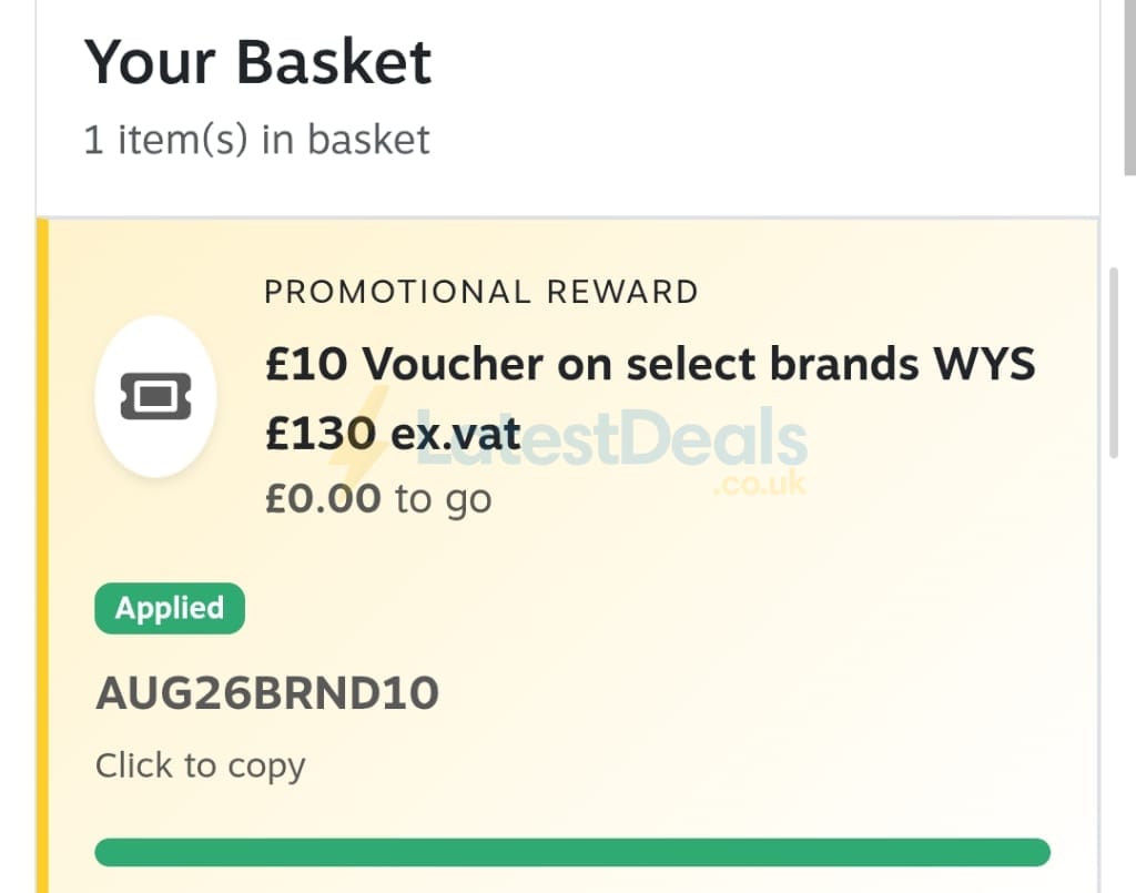 Screenshot of the Staples discount code working