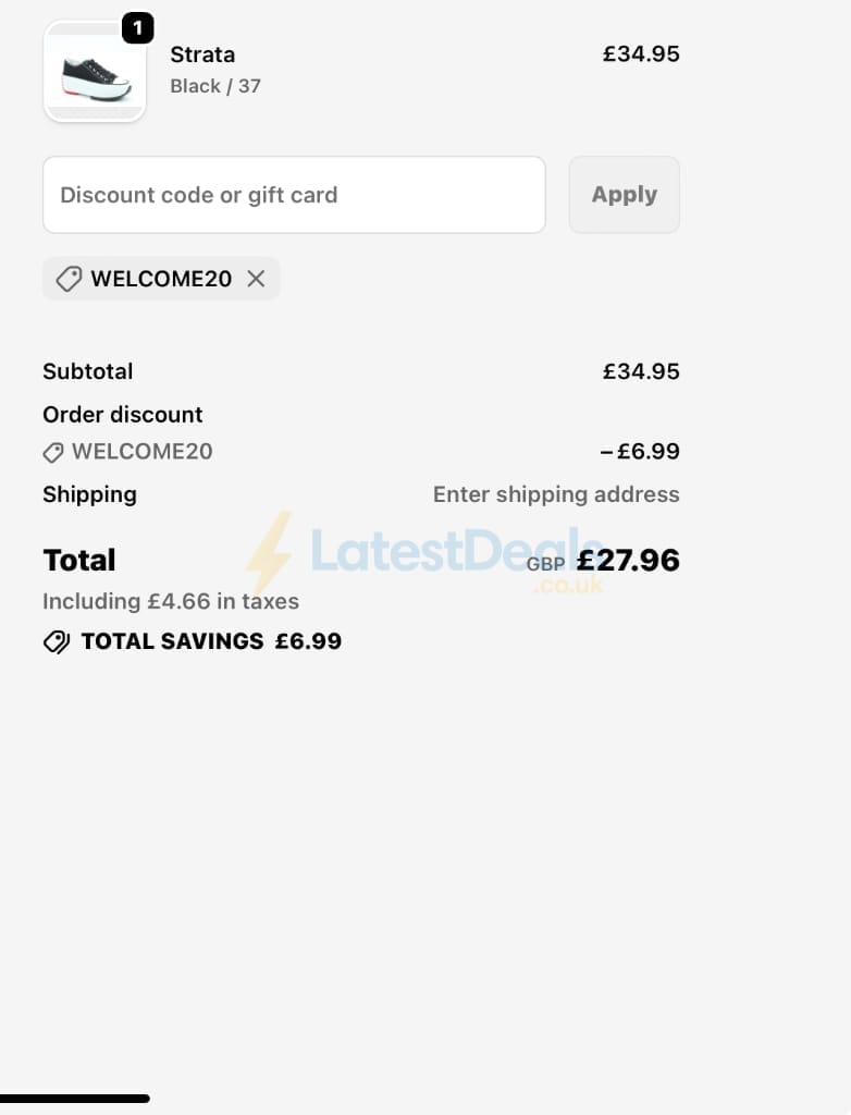 Screenshot of the Heavenly Feet discount code working