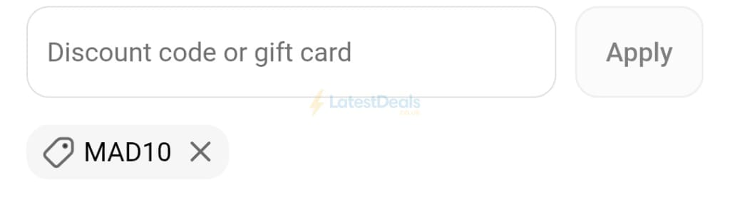 Screenshot of the Biomel discount code working