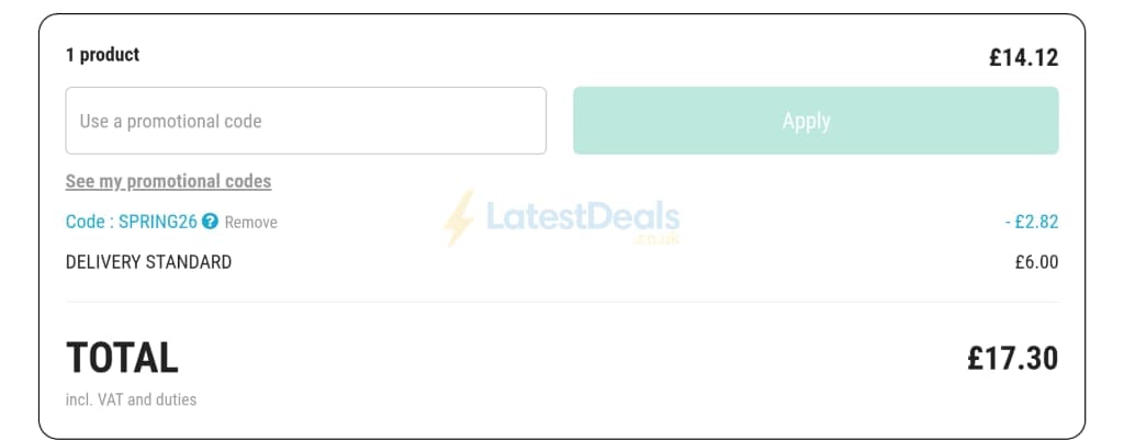 Screenshot of the Vinatis discount code working