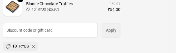 Screenshot of the The Chocolate Society discount code working