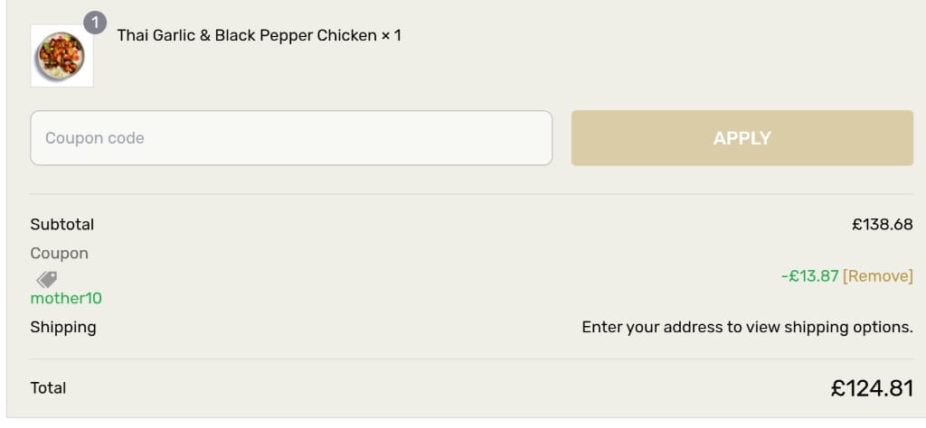 Screenshot of the Gold Standard Nutrition discount code working