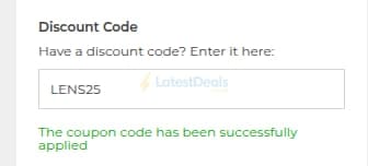 Screenshot of the Glasses Station discount code working