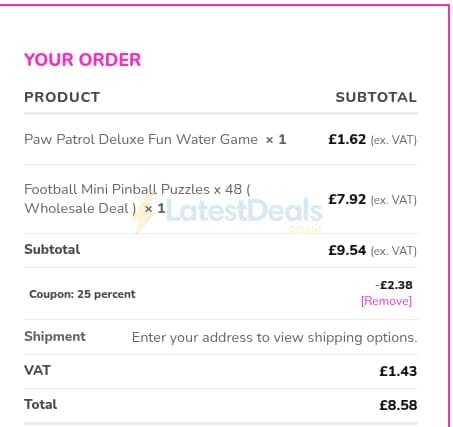 Screenshot of the Kids Stuff For Less discount code working