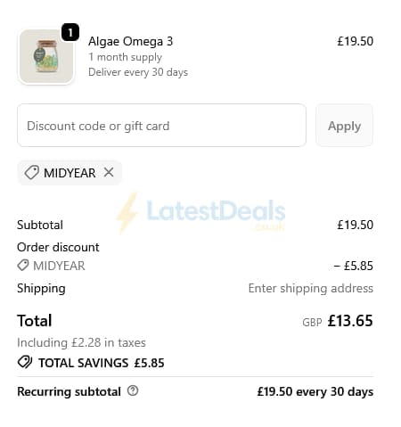 Screenshot of the Nothing Fishy discount code working