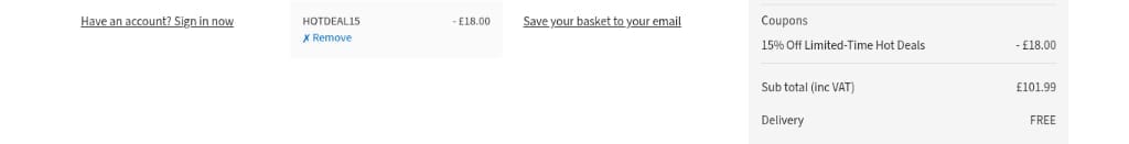 Screenshot of the Plumbworld discount code working