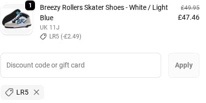 Screenshot of the Skates discount code working