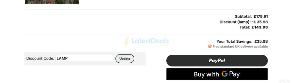 Screenshot of the Solar Centre discount code working