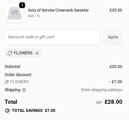 Screenshot of the Fanjoy discount code working