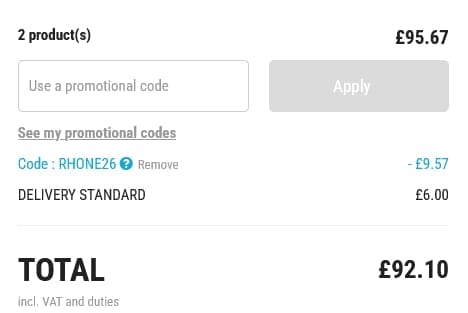 Screenshot of the Vinatis discount code working
