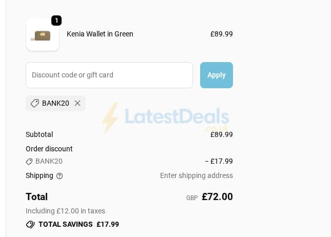 Screenshot of the Labante London discount code working