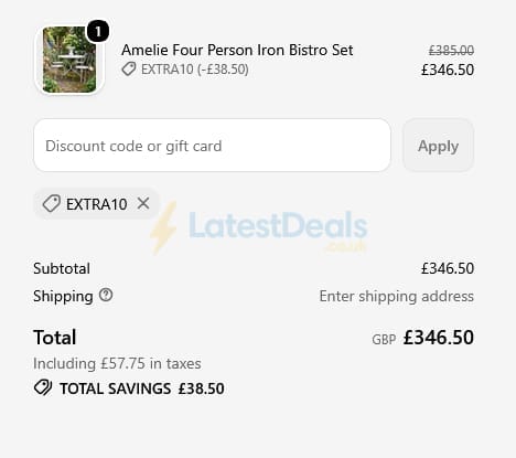 Screenshot of the Dibor discount code working