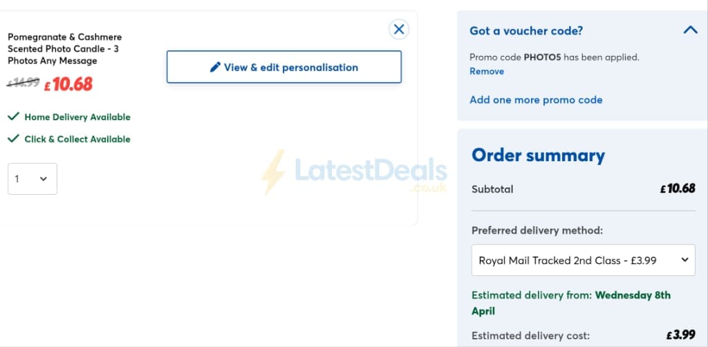 Screenshot of the cardfactory discount code working