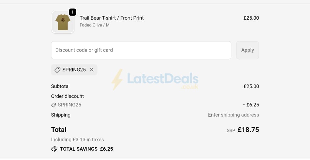 Screenshot of the High Hope discount code working