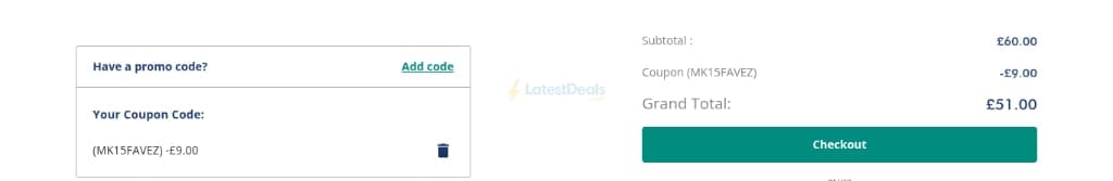 Screenshot of the Menkind discount code working