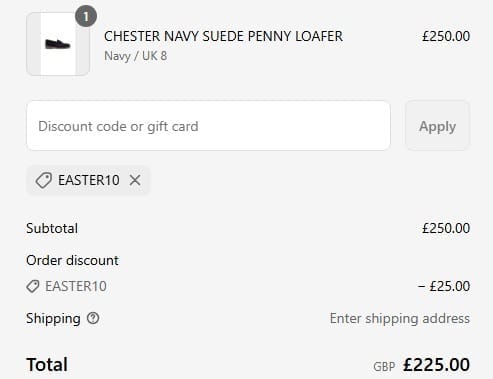 Screenshot of the Goodwin Smith discount code working