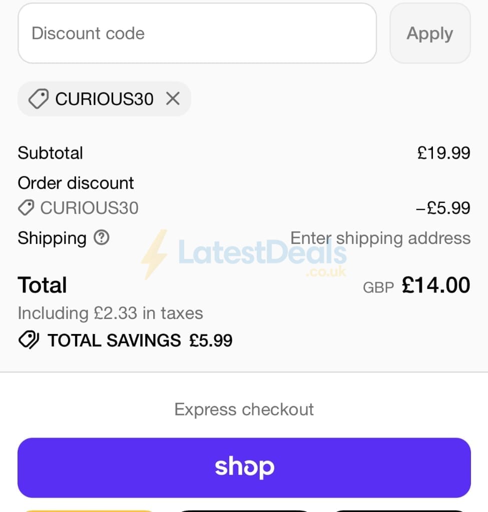 Screenshot of the Procoal discount code working