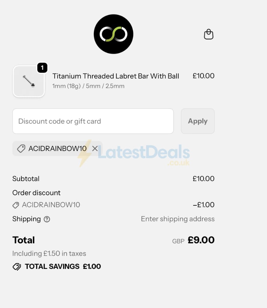 Screenshot of the Stretch It Body Jewellery discount code working