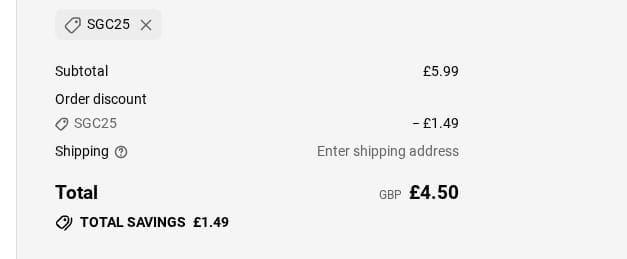 Screenshot of the The Secret Gardening Club discount code working