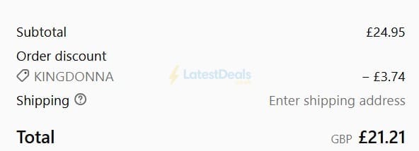 Screenshot of the British Souvenirs discount code working