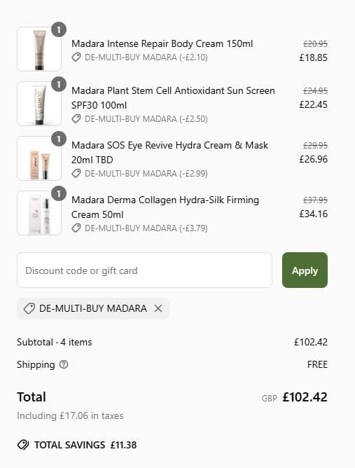 Screenshot of the Onlynaturals discount code working