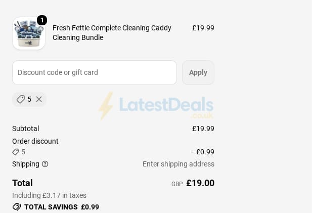 Screenshot of the The Dustpan and Brush Store discount code working