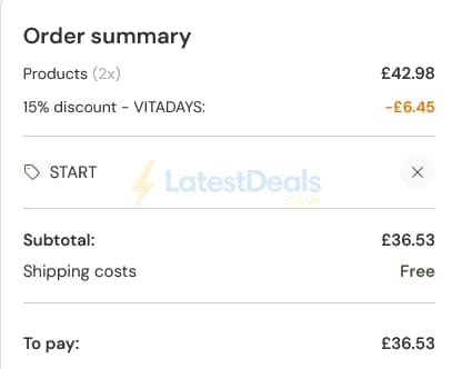 Screenshot of the VitaminExpress discount code working