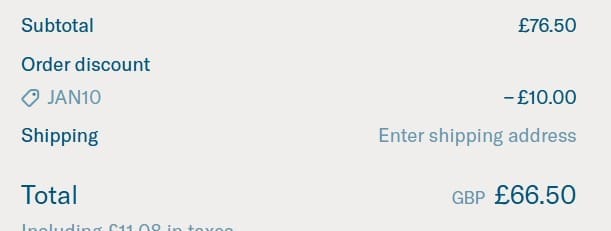 Screenshot of the Lucky Saint discount code working