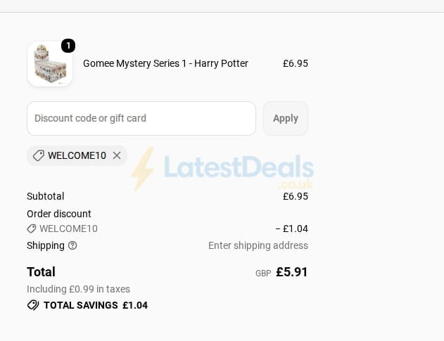 Screenshot of the British Souvenirs discount code working