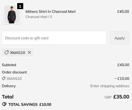 Screenshot of the Farah discount code working